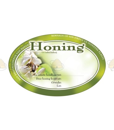 Étiquette ovale verte de miel