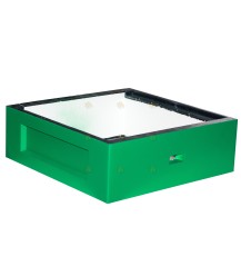 Chambre à miel boîte d'épargne en polystyrène laqué vert avec ouverture supplémentaire pour la mouche