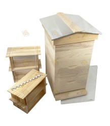 Boîte en pin de luxe avec toit pointu (2bk 2hk) BeeFun®.