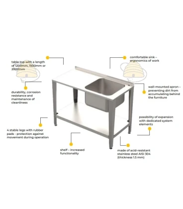 Honingproductietafel met spoelbak - 120 cm