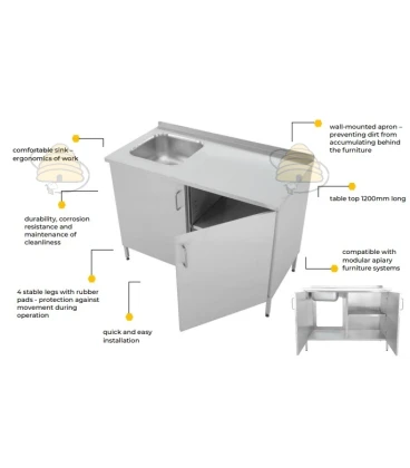 Honingproductiekast met spoelbak - 120 cm