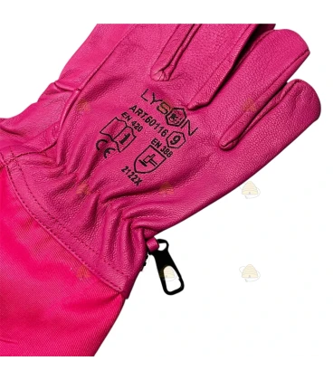 Imkerhandschoenen, leer & katoen roze - Lyson