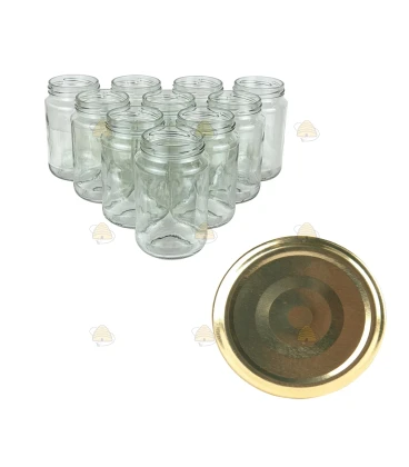 Glazen jampotten rond 60 stuks - 375 ml / 450 gram, met keuze uit RSB deksels (TO 63 mm)