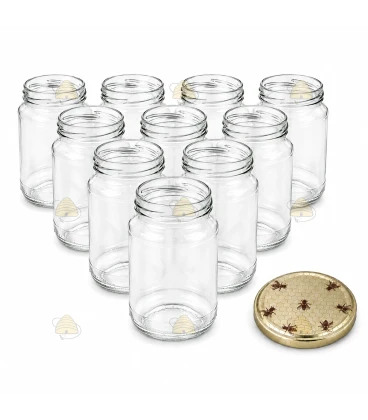 Ronde glazen potten - 375 ml / 450 gram, met deksel (TO 63 mm)