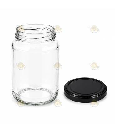 Ronde glazen potten - 375 ml / 450 gram, met deksel (TO 63 mm)