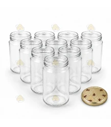 Ronde glazen potten 60 stuks - 290 ml / 350 gram, met keuze uit deksels (TO 63 mm)