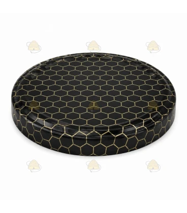 Couvercles noirs brillants motif nid d'abeille TO 63 mm - 20 pcs