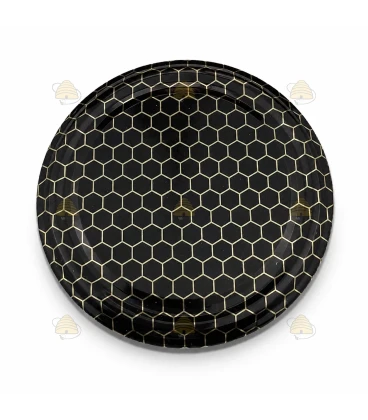 Couvercles noirs brillants motif nid d'abeille TO 63 mm - 20 pcs