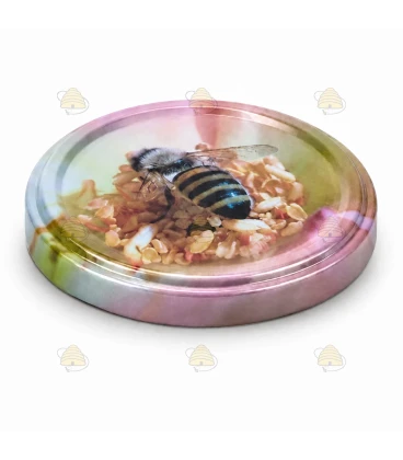 Couvercles abeille sur fleur rose TO 63 mm – 60 pcs