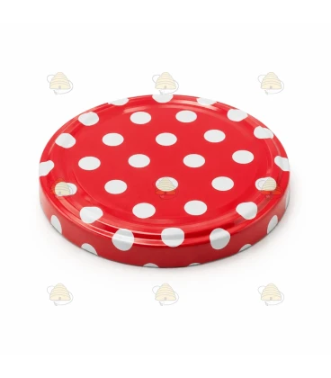 Couvercles rouges à pois blancs TO 82 mm - 12 pcs