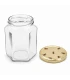 Hexagonale glazen potten 60 stuks - 278 ml / 350 gram, met keuze uit deksels (TO 63 mm)