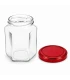 Hexagonale glazen potten 60 stuks - 278 ml / 350 gram, met keuze uit deksels (TO 63 mm)