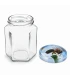Hexagonale glazen potten 60 stuks - 278 ml / 350 gram, met keuze uit deksels (TO 63 mm)