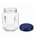 Hexagonale glazen potten 60 stuks - 278 ml / 350 gram, met keuze uit deksels (TO 63 mm)