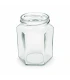 Hexagonale glazen potten 60 stuks - 278 ml / 350 gram, met keuze uit deksels (TO 63 mm)