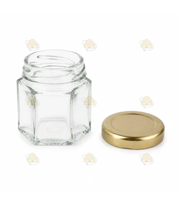 Pot verre hexagonal 45 ml/50 g avec couvercle TO 43 mm