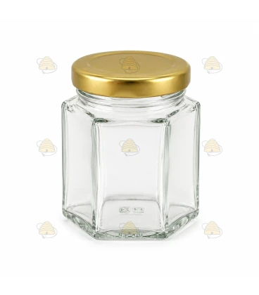 Pot verre hexagonal 45 ml/50 g avec couvercle TO 43 mm