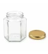 Pot verre hexagonal 390 ml/500 g avec couvercle TO 70 mm