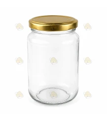 Pot verre rond 375ml / 450g, avec couvercle