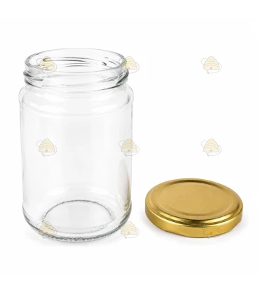 Pot verre rond 290 ml/350 g avec couvercle TO 63 mm