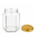 Pot verre hexagonal 196 ml/250 g avec couvercle TO 58 mm