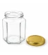 Pot verre hexagonal 278 ml/350 g avec couvercle TO 63 mm