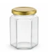 Pot verre hexagonal 278 ml/350 g avec couvercle TO 63 mm