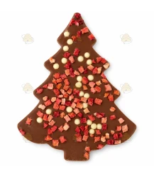 Melk honingchocolade kerstboom met aardbei en crisps - 85 gram